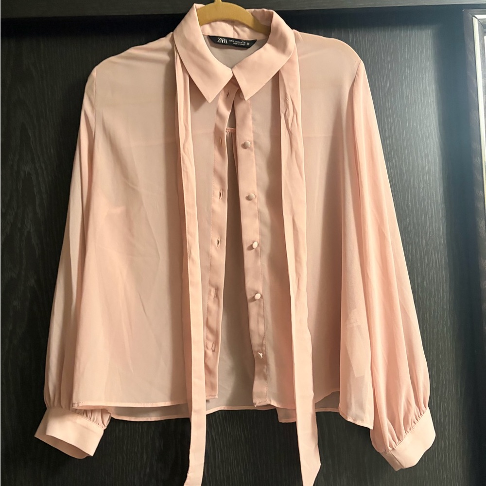 Zara Women's Blush Button-Up Blouse